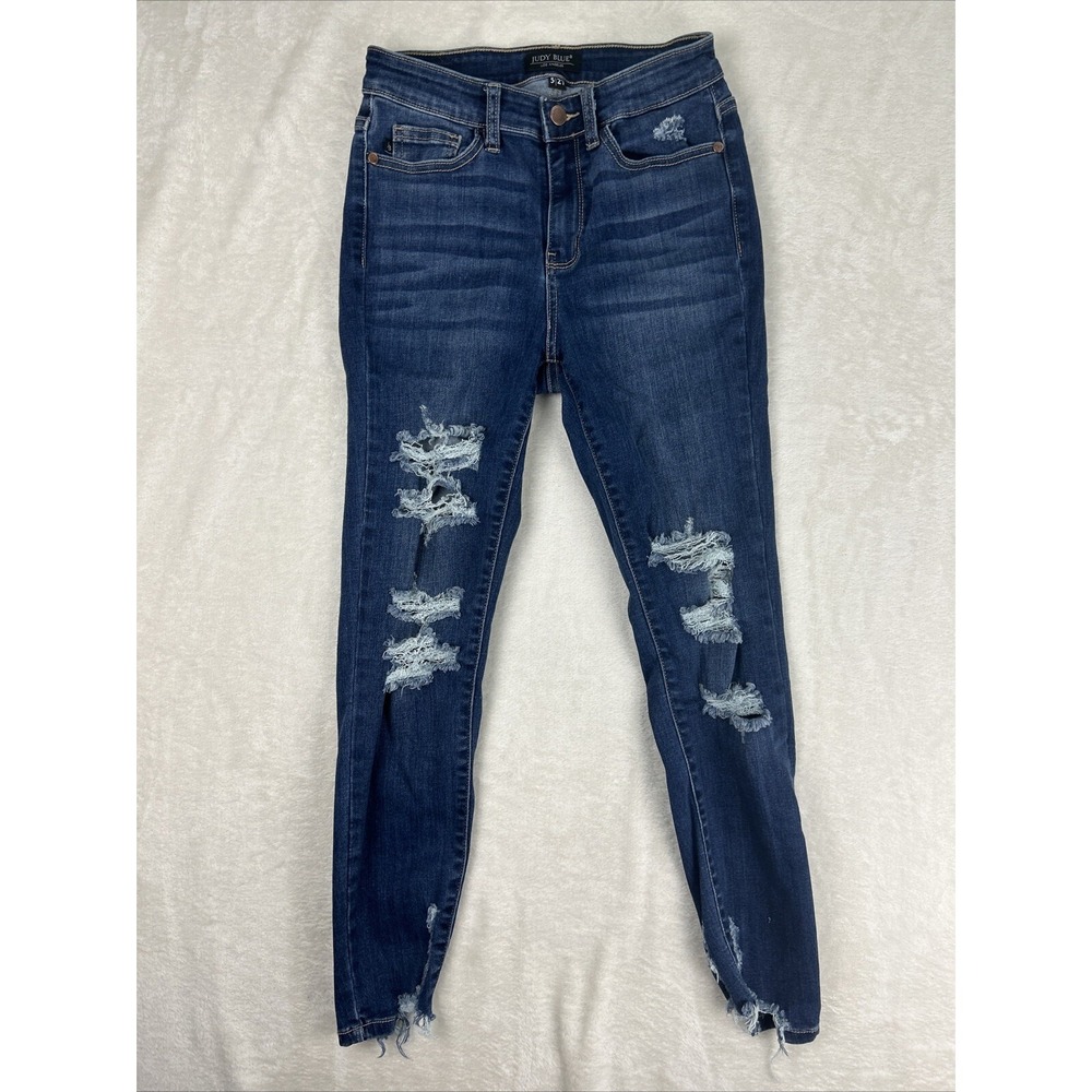 Judy Blue Jeans Women's Size 5 / 27 Blue Distressed Skinny Fit